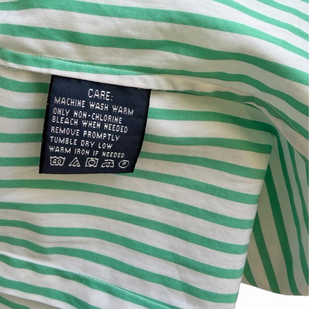 Ralph Lauren Blue Label Womens 2 Slim Fit Green White Striped Oxford Shirt - Picture 6 of 8